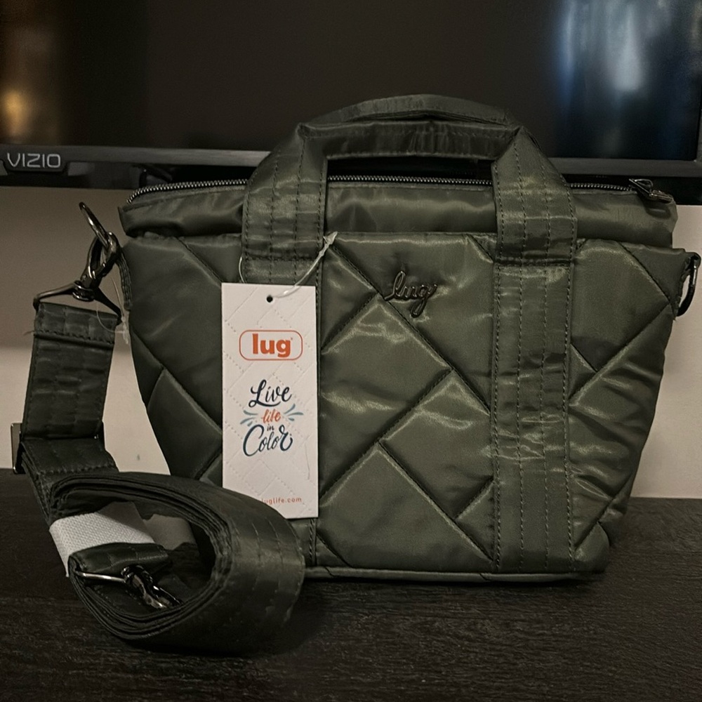 lug Quilted Crossbody Bag in Olive Green
